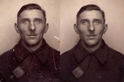 Restored old photo before and after