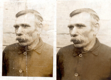 Restored old photo before and after